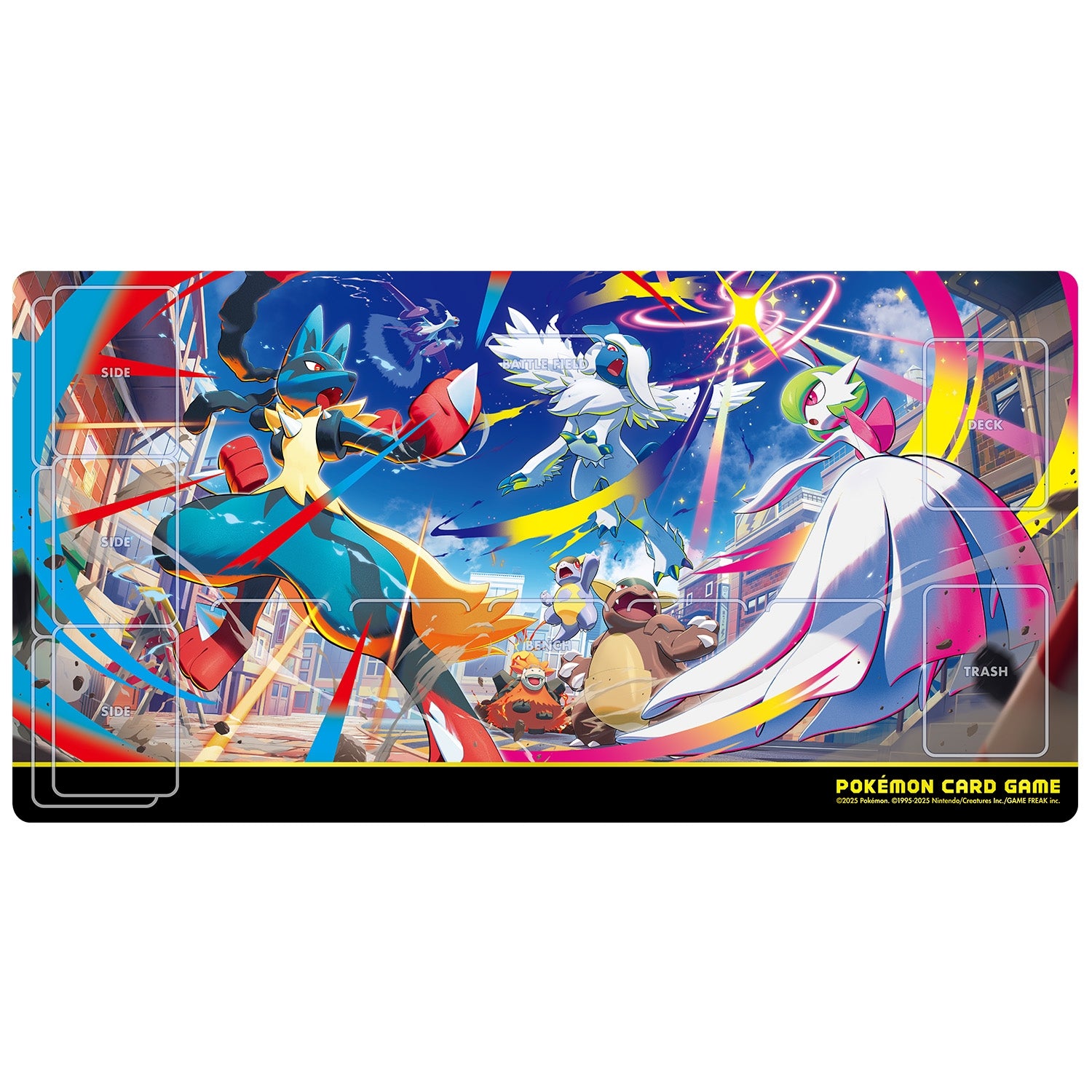 Playmat Pokémon Center Méga-Évolution ex — visuel officiel